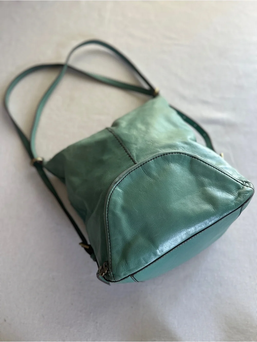 HOBO Verse Leather Convertible Backpack Shoulder Bag in Seafoam
